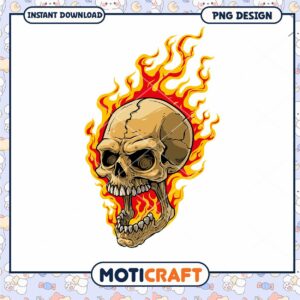 Flaming Skull PNG Design Download