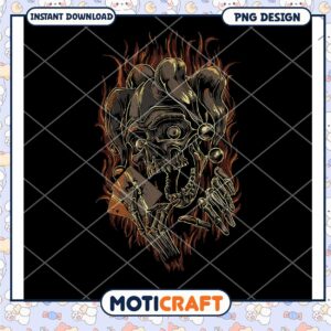 Flaming Skull Joker PNG Design