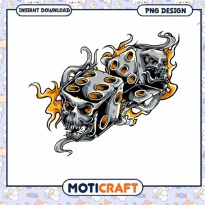 Flaming Skull Dice PNG Design