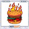 Flaming Burger PNG Design