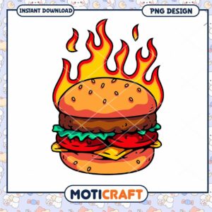 Flaming Burger PNG Design