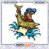 Fisherman Catching Trout PNG Design 1 Fisherman Catching Trout PNG Design