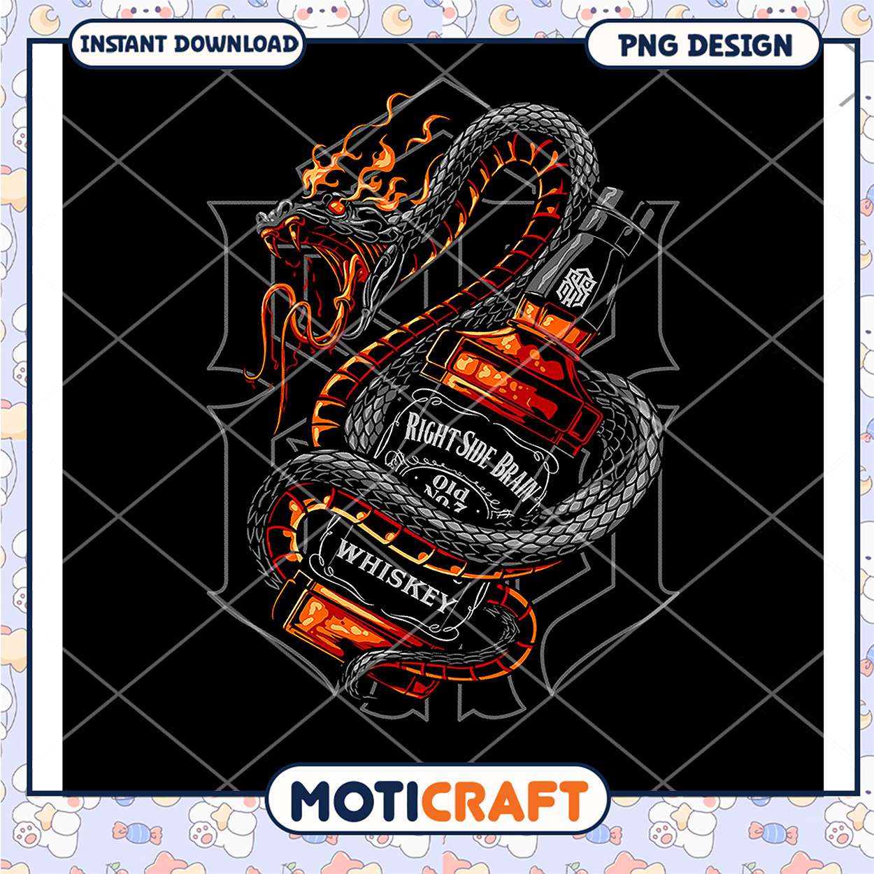 Fiery Snake Whiskey PNG Design Fiery Snake Whiskey PNG Design