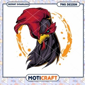 Fierce Rooster PNG Design Instant Download