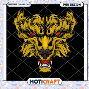 Fierce Golden Wolf PNG Design