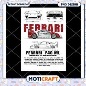 Ferrari F40 PNG Blueprint Design