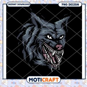Ferocious Wolf PNG Design Instant Download