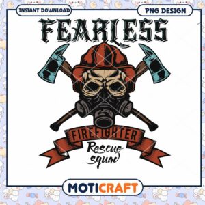 Fearless Firefighter Skull PNG