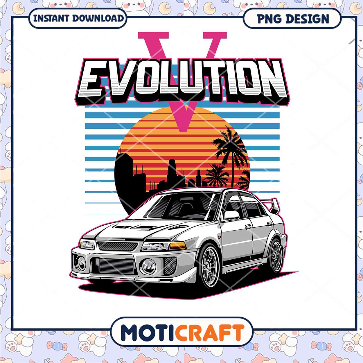 Evo V Retro Car PNG Design Evo V Retro Car PNG Design