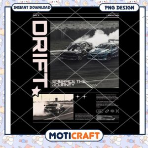 Drift Racing PNG Design Instant Download
