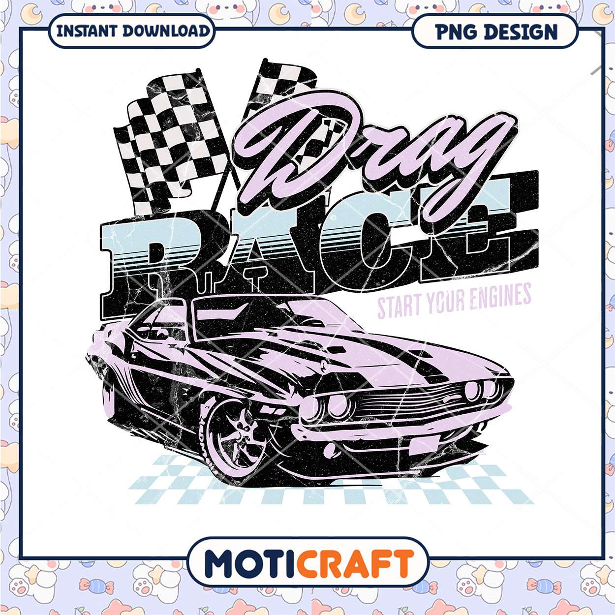 Drag Race Muscle Car PNG Design Drag Race Muscle Car PNG Design