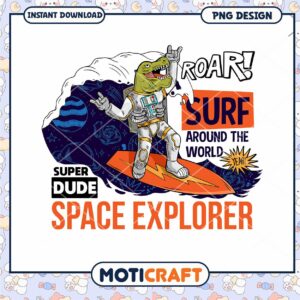 Dinosaur Astronaut Surfer PNG