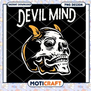 Devil Mind Skull PNG Design