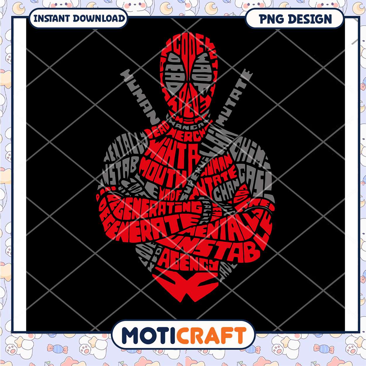 Deadpool Word Art PNG Design Instant Download Deadpool Word Art PNG Design Instant Download