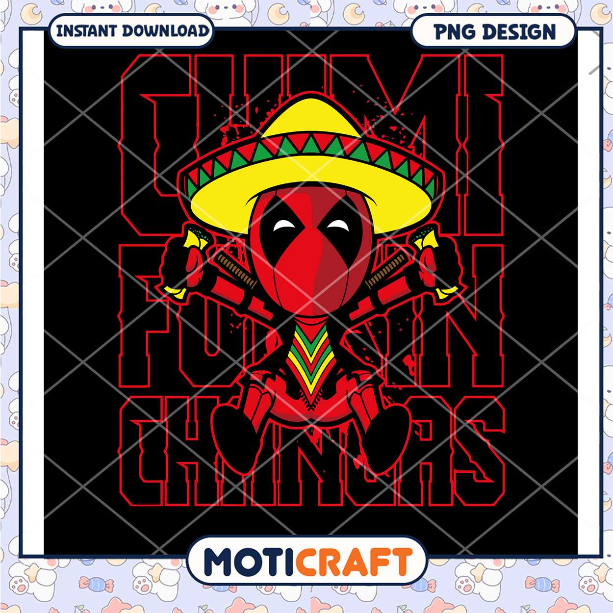 Deadpool Sombrero Funny PNG Design Deadpool Sombrero Funny PNG Design