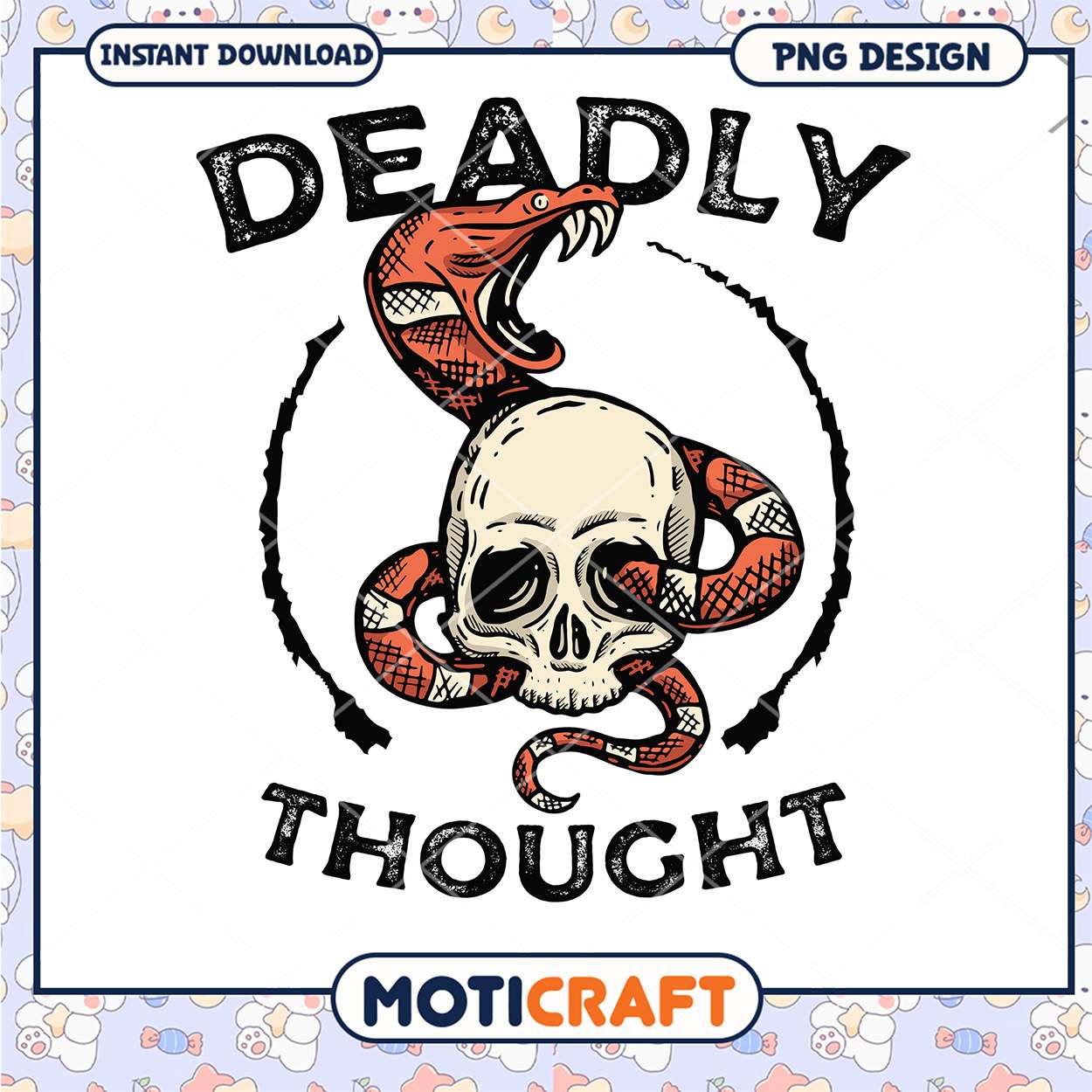 Deadly Thought Skull Snake PNG Design Deadly Thought Skull Snake PNG Design