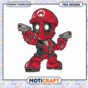 Deadpool Mario PNG Design Instant Download