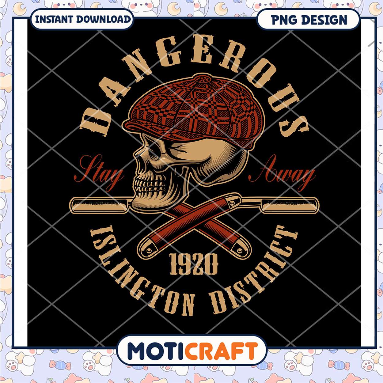 Dangerous Skull Barber PNG Design Dangerous Skull Barber PNG Design