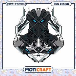 Cyberpunk Robot PNG Design Instant Download