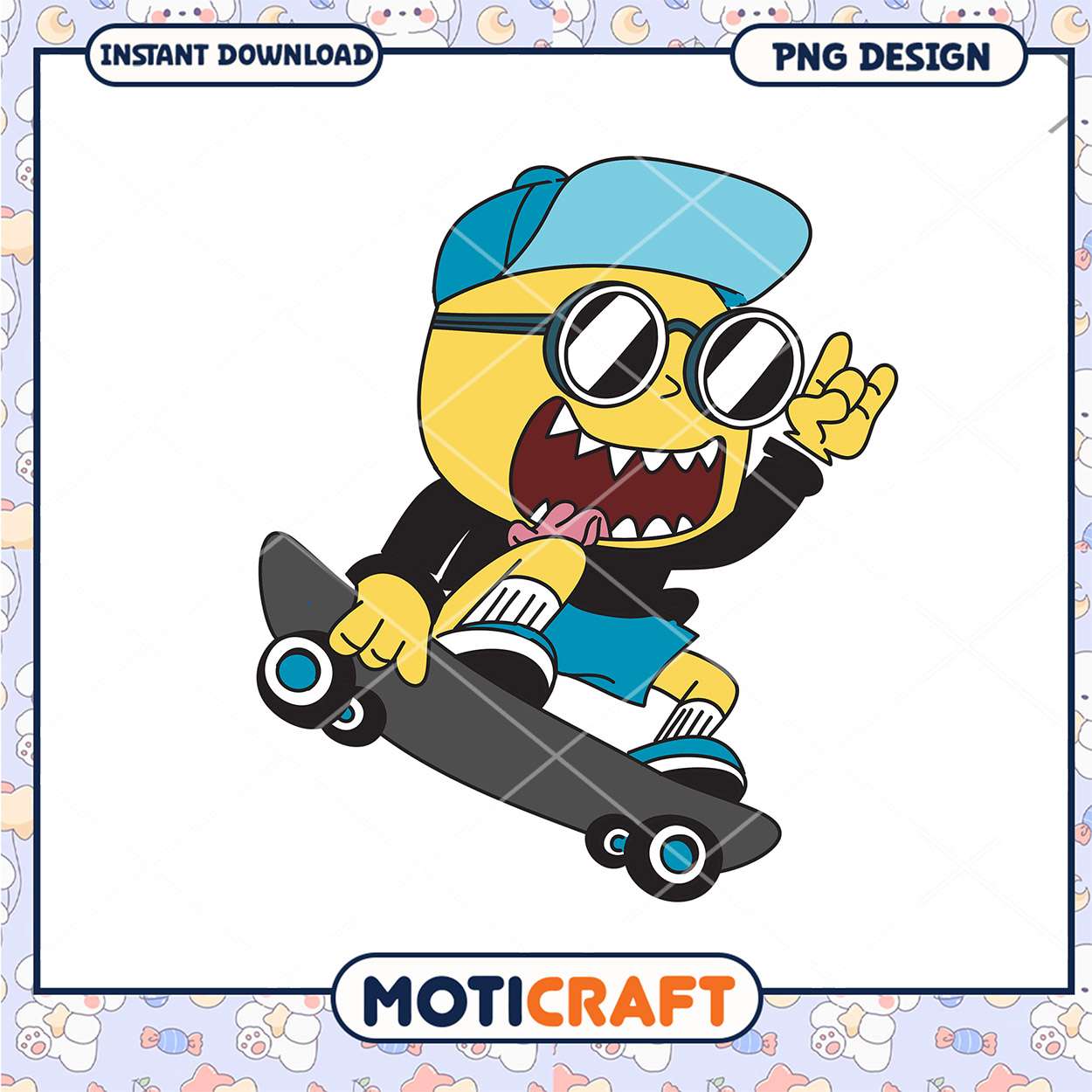 Cute Skateboarding Monster PNG Cute Skateboarding Monster PNG
