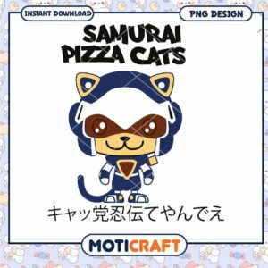 Cute Samurai Pizza Cat PNG Design