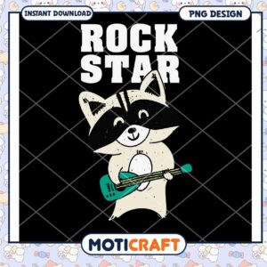 Cute Raccoon Rockstar PNG Design