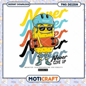 Cute Monster Skateboarding PNG Design