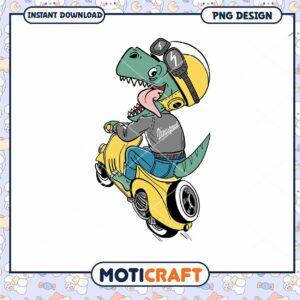 Cute Dino Scooter PNG Design