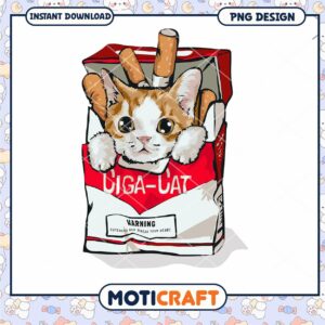 Cute Cat in Cigaret PNG Instant Download