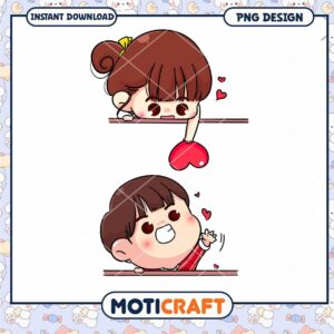 Cute Couple PNG Design Instant Download