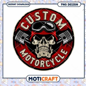 Custom Motorcycle Skull PNG Design