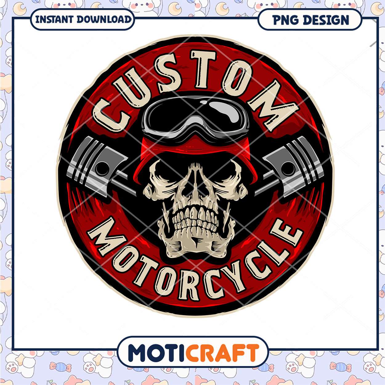 Custom Motorcycle Skull PNG Design Custom Motorcycle Skull PNG Design