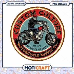 Custom Culture Motorcycle PNG Design