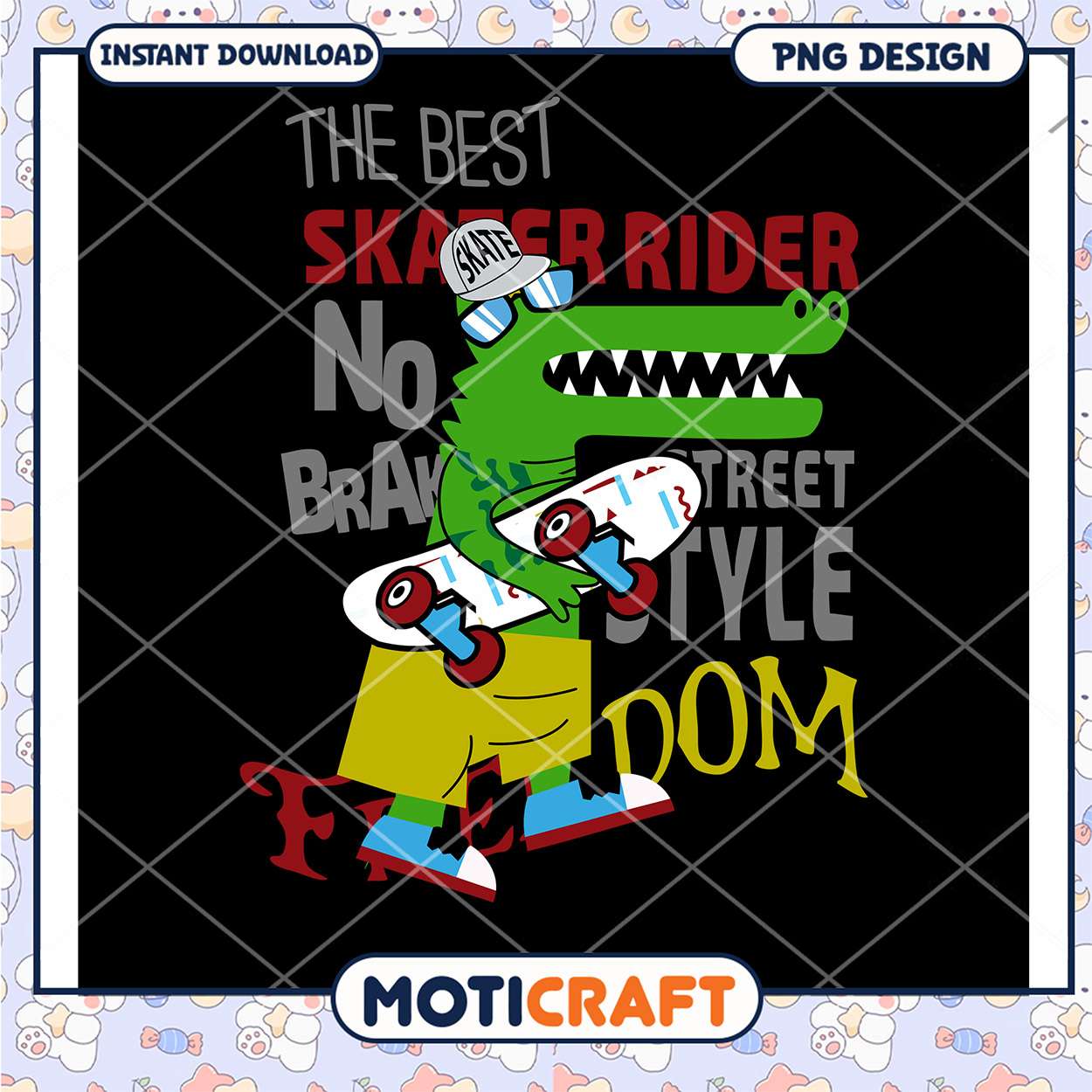 Crocodile Skater PNG Design Crocodile Skater PNG Design