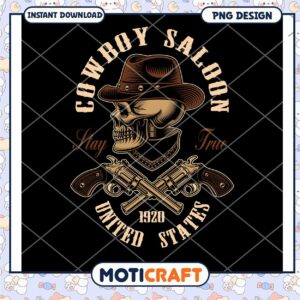 Cowboy Saloon Skull PNG Design