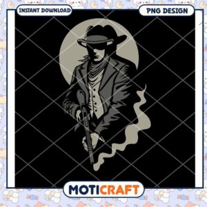 Cowboy Gunslinger PNG Design Instant Download
