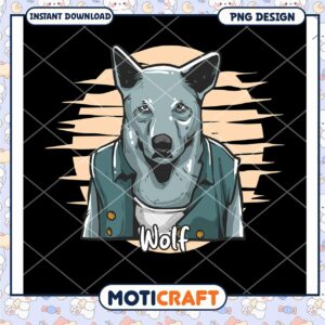 Cool Wolf PNG Design Instant Download