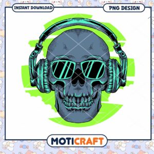 Cool Skull Headphones PNG Design