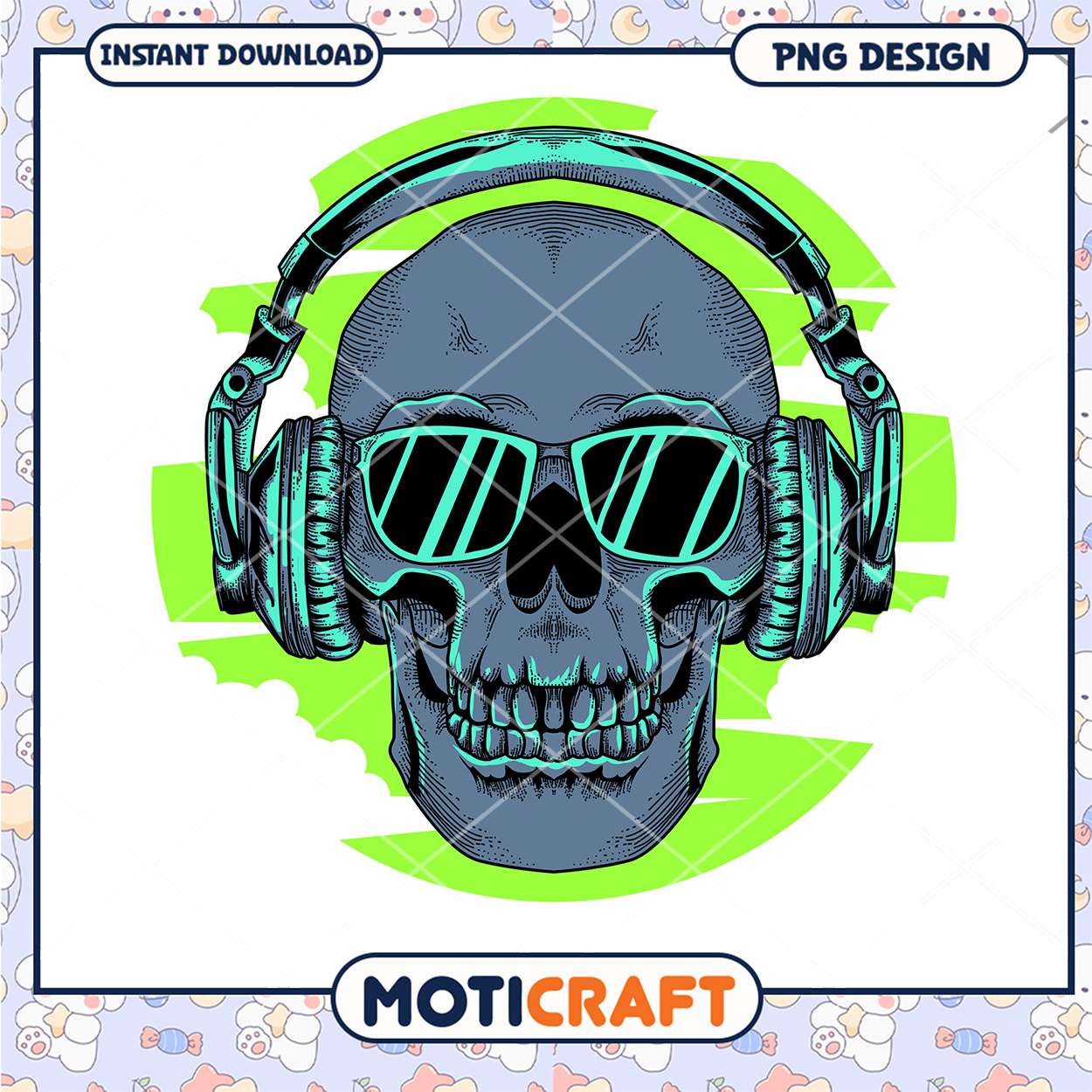 Cool Skull Headphones PNG Design Cool Skull Headphones PNG Design