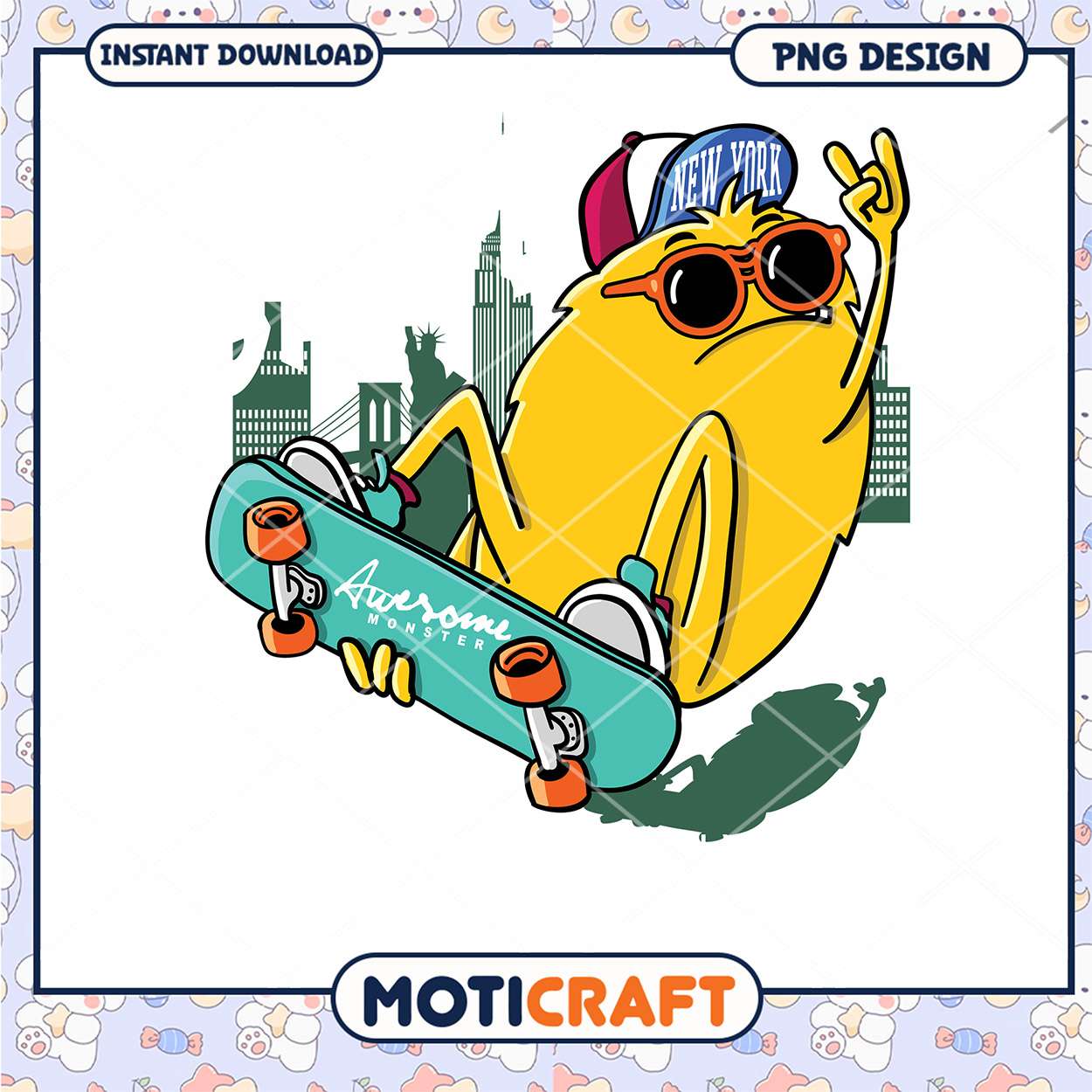 Cool Monster Skateboarding PNG Cool Monster Skateboarding PNG