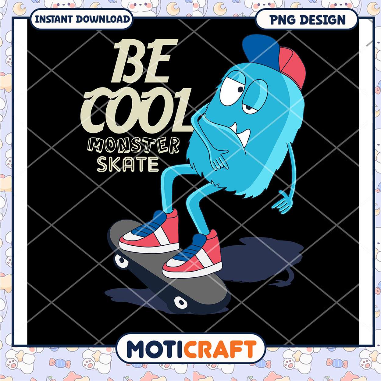 Cool Monster Skateboard PNG Design Cool Monster Skateboard PNG Design