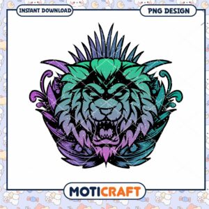 Colorful Lion PNG Design Instant Download