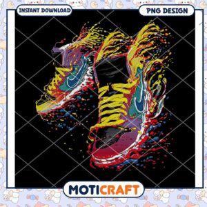 Colorful Sneaker PNG Design Instant Download