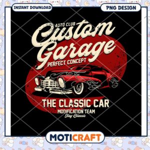 Classic Car Garage PNG Design