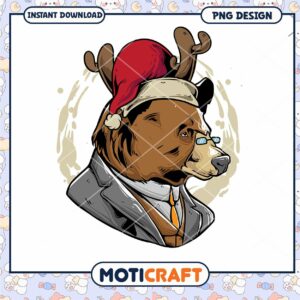 Christmas Bear PNG Design Instant Download