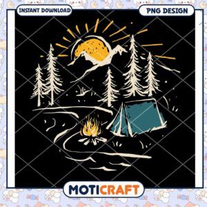 Camping PNG Design Sunset Scene