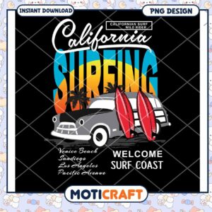 California Surfing PNG Design