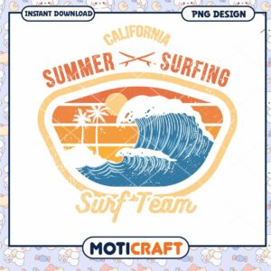 California Summer Surfing PNG Design