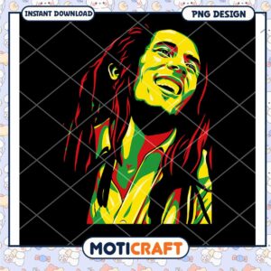 Bob Marley PNG Design Instant Download
