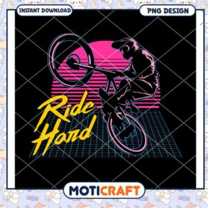BMX Ride Hard Retro PNG Design